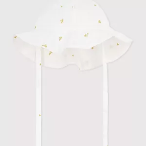 Capeline blanche impr. fleurs