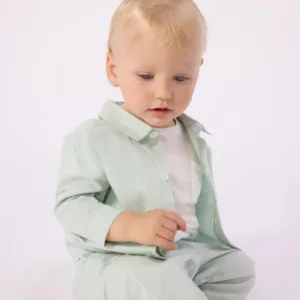 Chemise bébé lin sauge