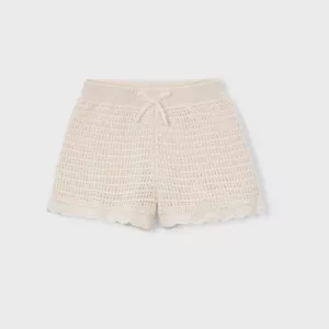 Short fille tricot écru