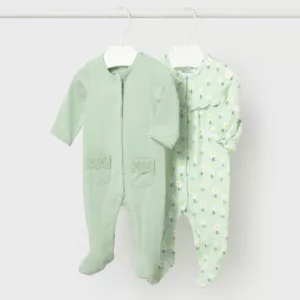 Pyjamas bébé fleurs sauge