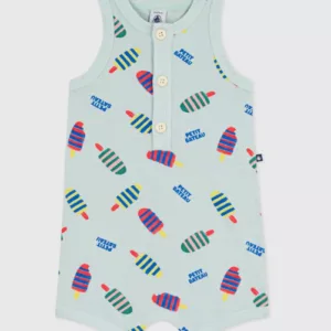 Combinaison courte bébé en coton, imprimée glaces