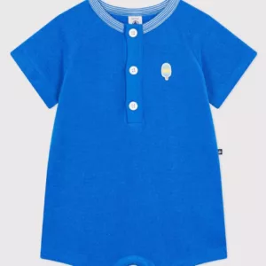 Combinaison courte bébé en coton unie