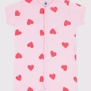 Pyjama Combinaison courte bébé en coton imprimé cœurs