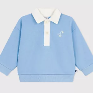 Sweatshirt bébé en coton brodé mouette et motif au dos