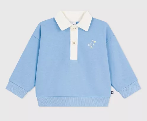 Sweatshirt bébé en coton brodé mouette et motif au dos