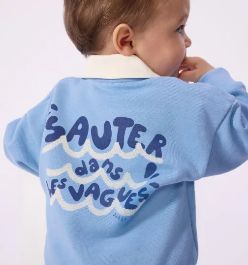 Sweatshirt bébé en coton brodé mouette et motif au dos – Image 3