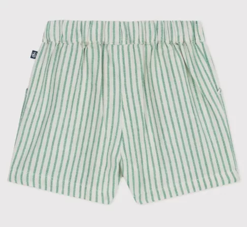 Short bébé en coton/lin rayé – Image 2