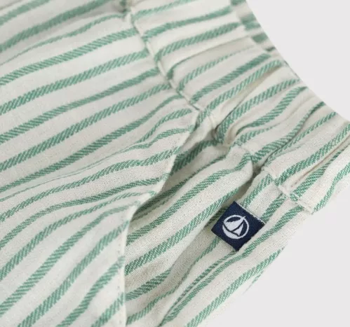 Short bébé en coton/lin rayé – Image 3