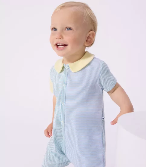 Pyjama Combinaison courte bébé en coton à col – Image 3