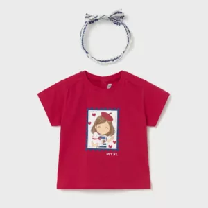 Tee-shirt imprimé bébé avec bandeau - rouge
