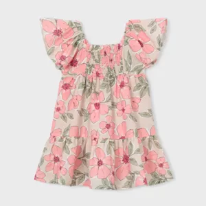 Robe fille fleuris en nid d'abeille