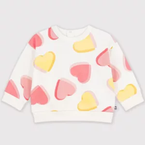 Sweatshirt bébé en coton imprimé cœurs