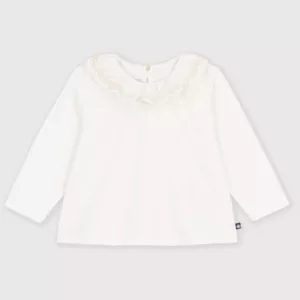 Tee-shirt bébé en coton manches longues uni