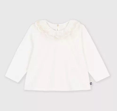 Tee-shirt bébé en coton manches longues uni