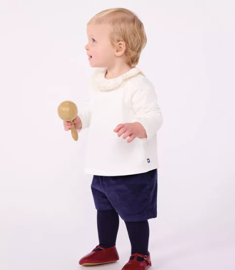 Tee-shirt bébé en coton manches longues uni – Image 2