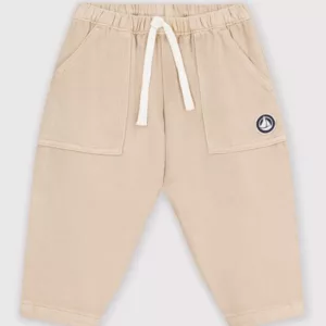 Pantalon bébé en coton uni avec badge, style cargo