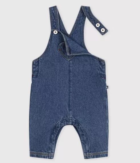 Salopette bébé en jean jambes longues et poche cœur – Image 2