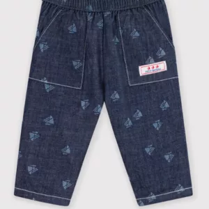 Pantalon bébé en denim imprimé bateaux
