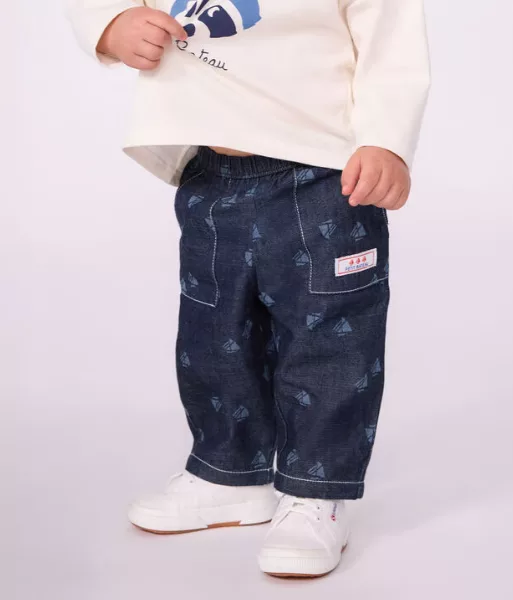 Pantalon bébé en denim imprimé bateaux – Image 2