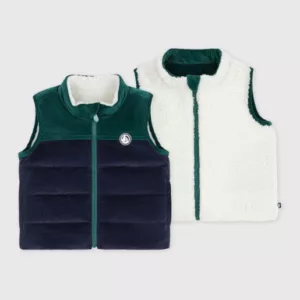 Doudoune bébé sans manches en velours réversible sherpa