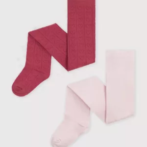Lot de 2 collants bébé en coton ajourés cœurs