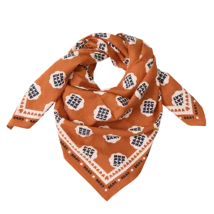 Foulard lollilove 100cm - fond marron / motif beige