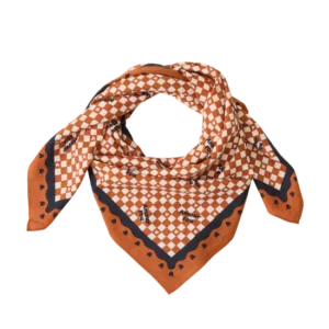 Foulard amour fou 100cm - fond marron / motif noir