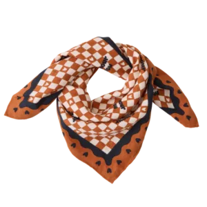 Foulard amour fou 55cm - fond marron / motif noir