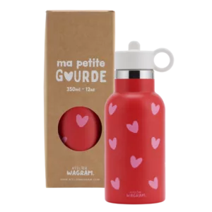 Gourde 350ml - Rouge coeurs rose
