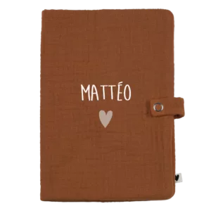 Protège carnet de santé - gaze caramel