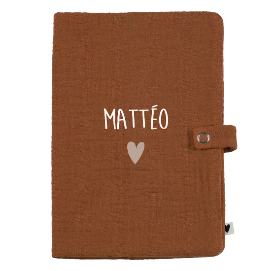 Protège carnet de santé - gaze caramel