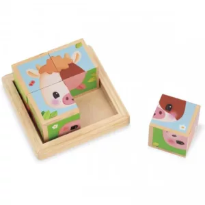 Barquette 4 cubes en bois Ferme