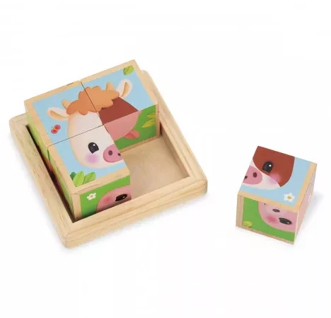 Barquette 4 cubes en bois Ferme
