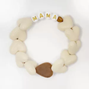 Bracelet femme - Maxi Coeur (coloris au choix) - Maman en blanc / doré