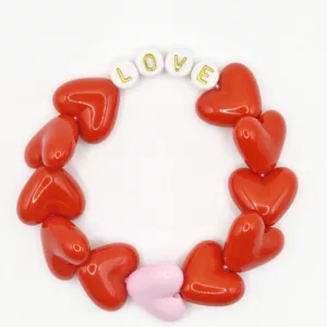 Bracelet Femme - Maxi Rouge & Maxi Rose AMOUR en blanc / Doré