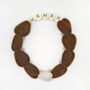 Bracelet Femme - Maxi Velours Marron & Maxi Beige MAMAN en Blanc / Doré