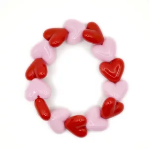 Bracelet femme - Only maxi coeurs rouge & rose
