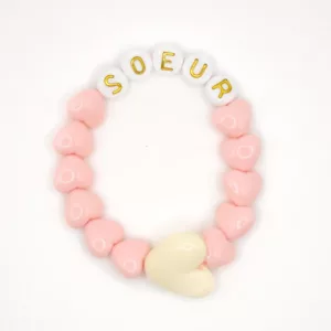 Bracelet enfant - Candy & Maxi coeur Beige BICHETTE en blanc / doré