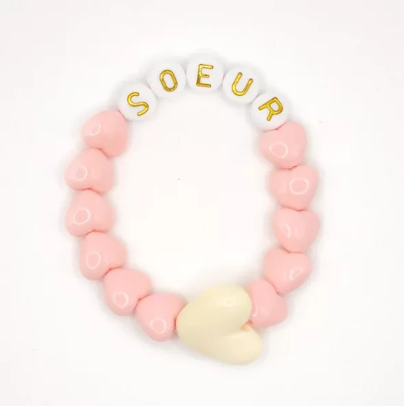 Bracelet enfant - Candy & Maxi coeur Beige BICHETTE en blanc / doré