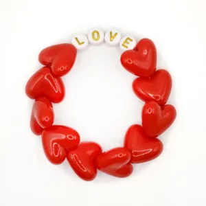 Bracelet enfant - Maxi coeur Rouge & Blanc doré LOVE