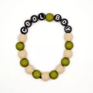 Bracelet enfant - perles bicolor COOL BOY en noir / blanc