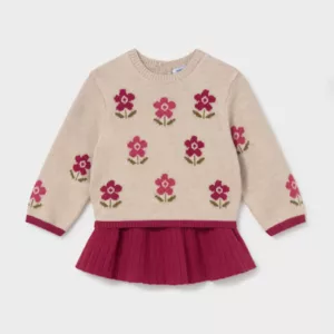 Ensemble jupe et pull en intarsia bébé