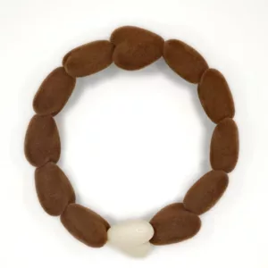 Bracelet Femme - Only Velours Marron & Maxi Coeur Beige
