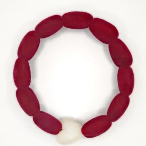 Bracelet Femme - Only Velours Bordeaux & Maxi Coeur Beige